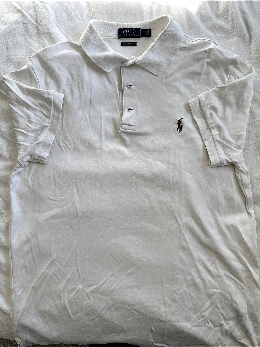 Polo Ralph Lauren Custom Slim Fit Mesh Polo Shirt White Medium